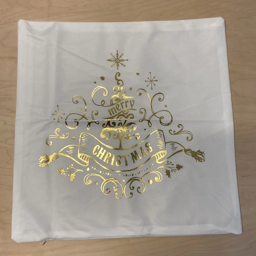 Christmas Pillow Covers, 4 Pack of Golden Snowflakes, 18 x 18 inches